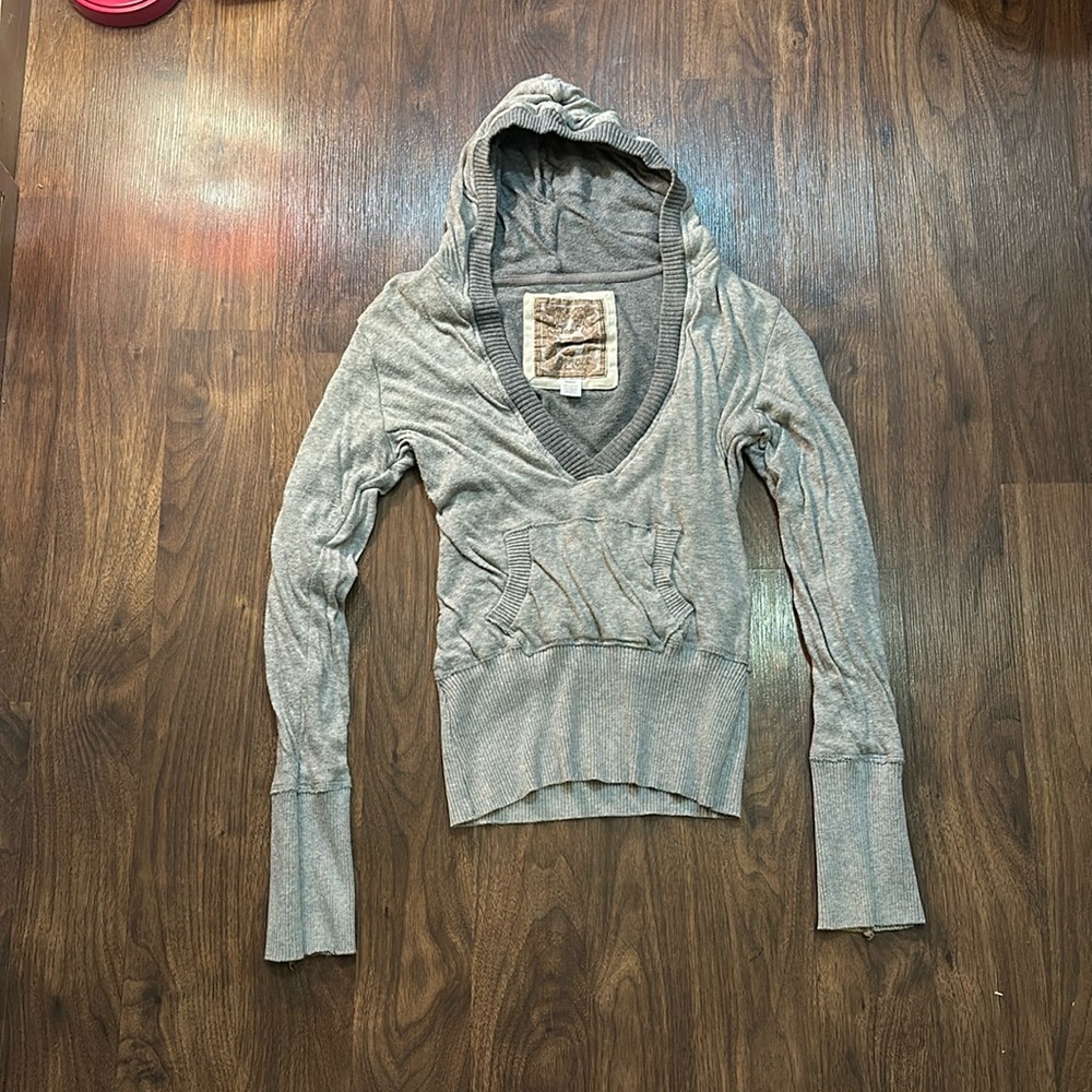 Grey hoodie by Poof!, size medium, tight fitting